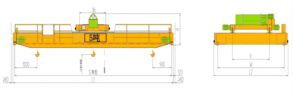 5噸電動葫蘆雙梁起重機(jī)結(jié)構(gòu)圖