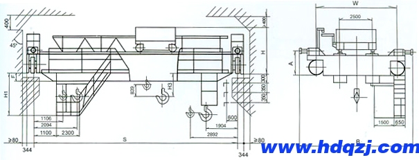 QD型32/5噸電動雙梁慢速吊鉤橋式起重機(jī)