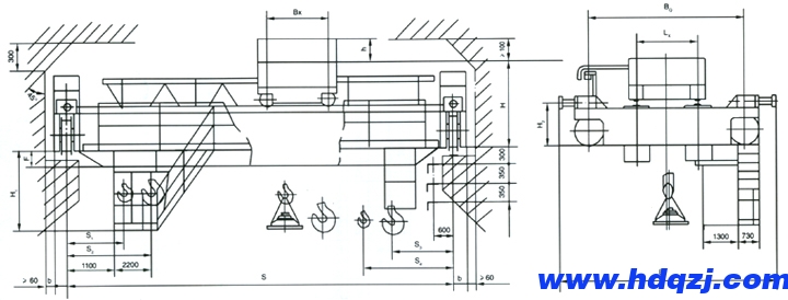 32/5噸電磁橋式起重機結(jié)構(gòu)圖