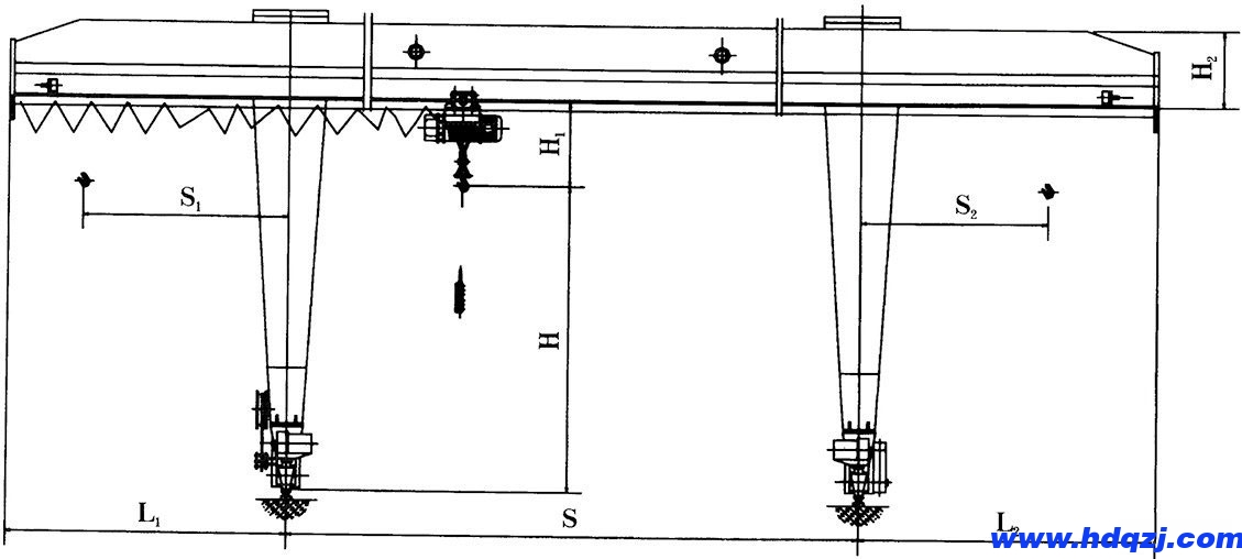 L型電動(dòng)葫蘆門(mén)式起重機(jī)結(jié)構(gòu)圖