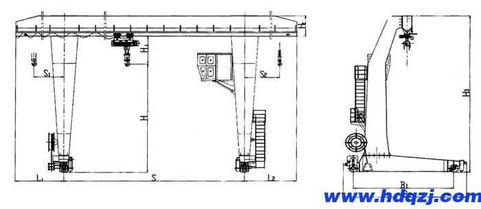 L型電動葫蘆門式起重機(jī)結(jié)構(gòu)圖