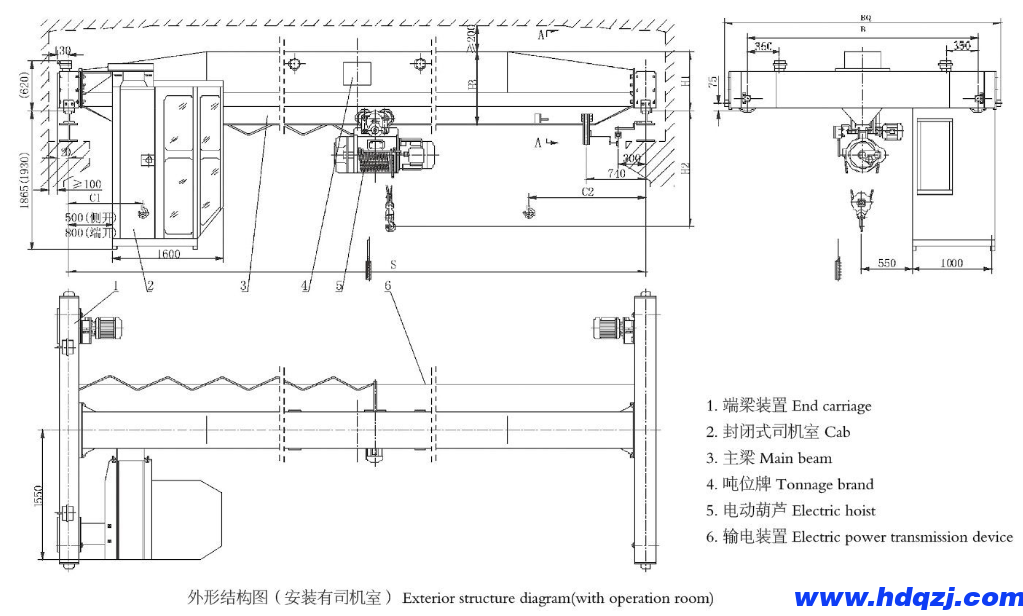 單梁起重機外觀結(jié)構(gòu)圖